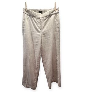 J.Crew Linen Beige Cropped Flare Pants- Size 4P